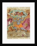 Rostam carried by Akwan-Diwa by Persian School