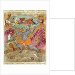 Rostam carried by Akwan-Diwa by Persian School