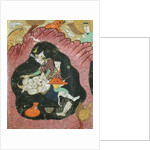 Rostam killing the White Demon in a cave by Persian School