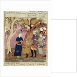 Knights finding the fallen Kawus by Persian School