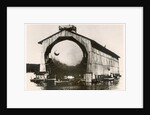 The prototype airship Zeppelin LZ1 in floating hangar in the Bay of Manzell, Lake Constance, Friedrichshafen, 1900 by German Photographer