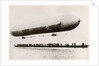 The first flight of the prototype airship Zeppelin LZ1, shown above a boat on Lake Constance, Friedrichshafen, 2nd July 1900 by German Photographer