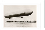The first flight of the prototype airship Zeppelin LZ1, shown above a boat on Lake Constance, Friedrichshafen, 2nd July 1900 by German Photographer