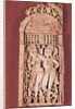 Carved Indian plaque depicting two female figures under a torana by School Afghan