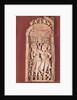 Carved Indian plaque depicting two female figures under a torana by School Afghan
