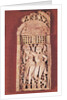 Carved Indian plaque depicting two female figures under a torana by School Afghan