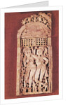 Carved Indian plaque depicting two female figures under a torana by School Afghan