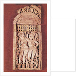 Carved Indian plaque depicting two female figures under a torana by School Afghan