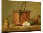 Still Life of Cooking Utensils, Cauldron, Frying Pan and Eggs by Jean-Baptiste Simeon Chardin