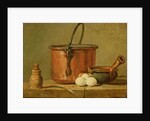 Still Life of Cooking Utensils, Cauldron, Frying Pan and Eggs by Jean-Baptiste Simeon Chardin