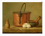 Still Life of Cooking Utensils, Cauldron, Frying Pan and Eggs by Jean-Baptiste Simeon Chardin