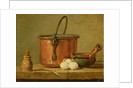 Still Life of Cooking Utensils, Cauldron, Frying Pan and Eggs by Jean-Baptiste Simeon Chardin