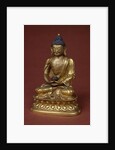 Buddha Amitayus seated in meditation holding the vase of nectar in his lap by Tibetan School