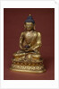 Buddha Amitayus seated in meditation holding the vase of nectar in his lap by Tibetan School
