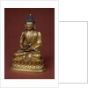 Buddha Amitayus seated in meditation holding the vase of nectar in his lap by Tibetan School