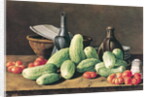 Still Life with Cucumbers and Tomatoese, 18th century by Luis Egidio Menendez or Melendez