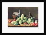 Still Life with Cucumbers and Tomatoese, 18th century by Luis Egidio Menendez or Melendez