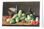 Still Life with Cucumbers and Tomatoese, 18th century by Luis Egidio Menendez or Melendez