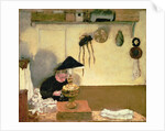 Madame Vuillard Sewing by Edouard Vuillard