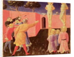 The Crucifixion and Stoning of SS. Cosmas and Damian, predella from the Annalena Altarpiece, 1434 by Fra Angelico