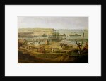 Napoleon Visiting the Camp at Boulogne in July 1804, detail of the port, 1806 by Jean-Francois Hue