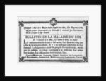 Medical bulletin about the illness of Louis XV by French School