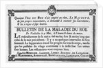 Medical bulletin about the illness of Louis XV by French School