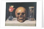 Vanitas Still Life with a Tulip, Skull and Hour-Glass by Philippe de Champaigne