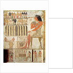 The deceased in front of a table of food, Egyptian, Old Kingdom by Egyptian 5th Dynasty