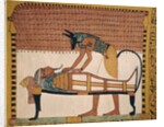 Anubis attends Sennedjem's Mummy by Egyptian 19th Dynasty
