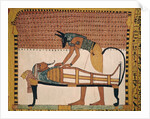 Anubis attends Sennedjem's Mummy by Egyptian 19th Dynasty