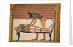Anubis attends Sennedjem's Mummy by Egyptian 19th Dynasty