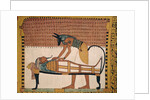 Anubis attends Sennedjem's Mummy by Egyptian 19th Dynasty