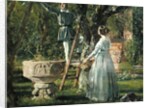 Garden in Ringsted with a Ancient Baptismal Font, 1850 by Jorgan Roed