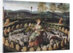 St. Genevieve Guarding her Flock by Fontainebleau School