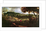 Louis XIV Hunting at Marly with a a View of Chateau Vieux de Saint Germain by Pierre-Denis (attr.to) Martin