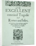 Title Page from 'Romeo and Juliet' by William Shakespeare 1597 by English School