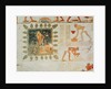 Wall painting depicting two men collecting water from a square lake surrounded by trees and slaves making bricks by Egyptian 18th Dynasty
