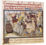 Ms 5072 fol.37v Maugis Fighting the Serpent and Gaining the Enchanted Horse, Bayard by Loyset Liedet