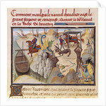 Ms 5072 fol.37v Maugis Fighting the Serpent and Gaining the Enchanted Horse, Bayard by Loyset Liedet