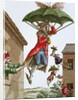Held Aloft by Umbrellas and Butterflies, Men and Women Fly Out of Windows by French School