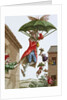 Held Aloft by Umbrellas and Butterflies, Men and Women Fly Out of Windows by French School