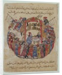 Ms c-23 f.165a, A Doctor Performing a Bleeding in a Crowd of Curious People by Persian School