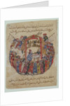 Ms c-23 f.165a, A Doctor Performing a Bleeding in a Crowd of Curious People by Persian School