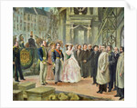Baron Georges-Eugene Haussmann Napoleon III and Empress Eugenie Visiting the Workers at the Opera by Ed. (after) Gilis