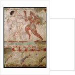 Two Dancers and Dolphins Leaping through Waves, frieze from the Tomb of the Lionesses in the necropolis, c.520 BC by Etruscan