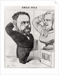 Caricature of Emile Zola Saluting a Bust of Honore de Balzac, 1878 by Andre Gill