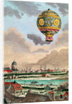 View from the terrace of Monsieur Franklin at Passy of the first flight under the direction of Monsieur de Montgolfier, 21st November 1783 by French School