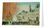 Fireworks in front of the Hotel de Ville in Paris celebrating the Peace of Versailles, 1783 by French School