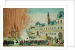 Fireworks in front of the Hotel de Ville in Paris celebrating the Peace of Versailles, 1783 by French School